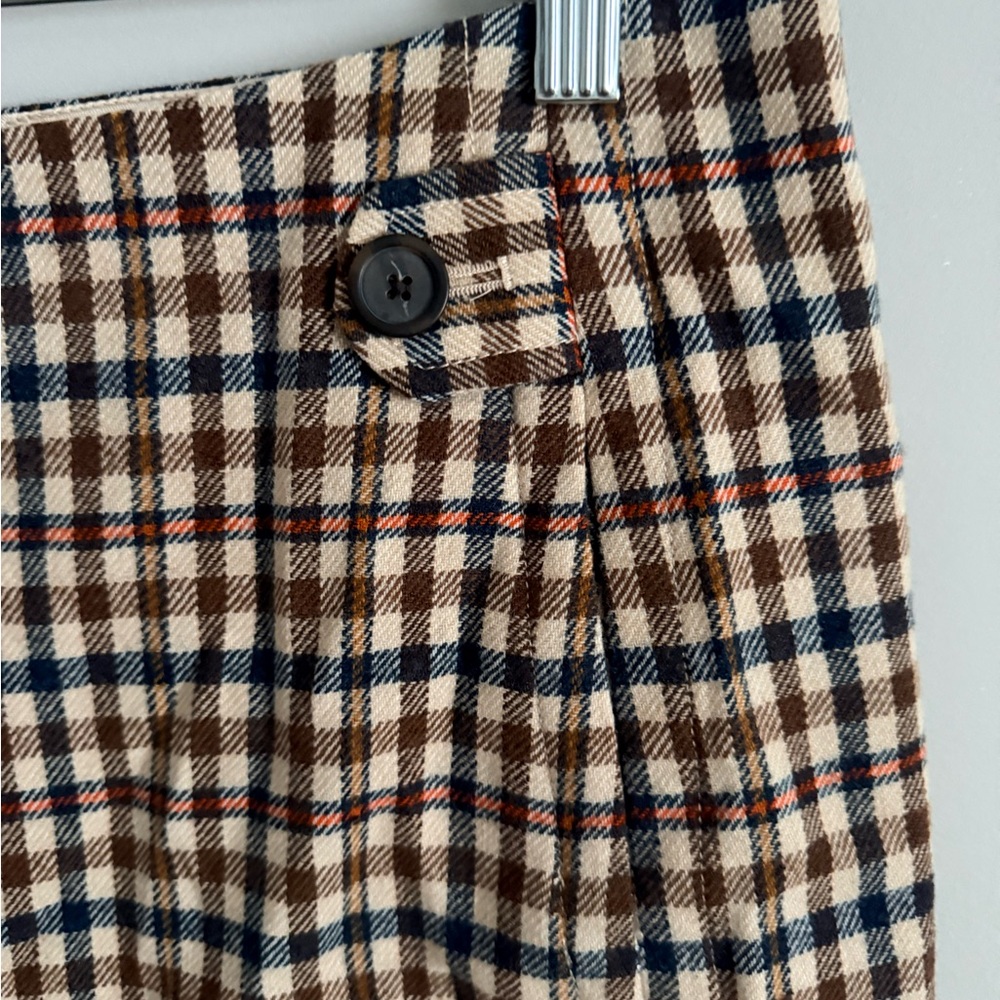 Banana Republic Plaid Mini Skirt - Cream and Blue wool blend. - Picture 2 of 5
